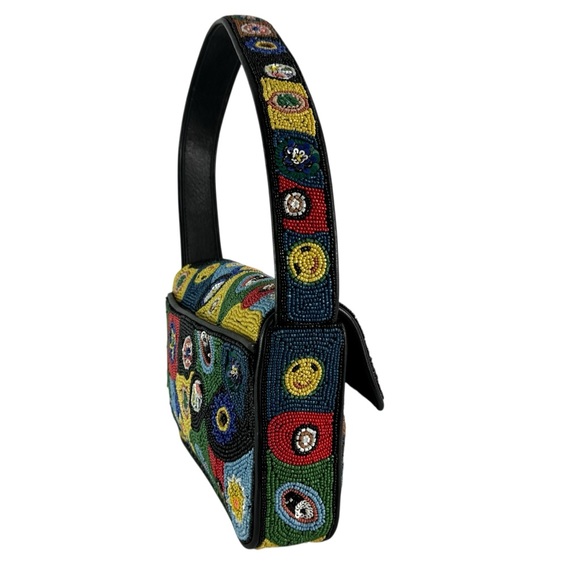 STAUD Tommy Beaded Bag Black Millefiori Shoulder Bag - Picture 3 of 11